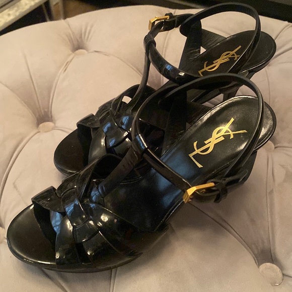 Saint Laurent Tribute Patent ( like) Sandals, 4" Heel  (NO BOX) no refunds - Picture 1 of 5